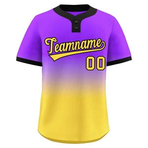 Camiseta de béisbol con diseño degradado personalizado, camiseta de béisbol sublimada con 2 botones, logotipo cosido personalizado con número de nombre - Product Image 1