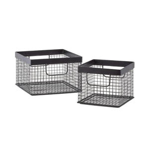 Lot de deux paniers en métal de bonne qualité pour fruits et légumes avec bordure en métal et base en bois - Product Image 5