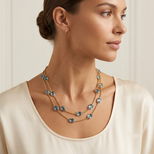 Fournisseur en gros : Parure de bijoux de luxe en laiton massif avec topaze bleue naturelle, collier et boucles d'oreilles, design pour amoureux, chaîne à maillons - Product Image 4