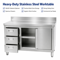 Armoire de travail autoportante en acier inoxydable 304 certifiée NSF, robuste, avec 3 tiroirs, grande capacité, pour cuisine de restaurant