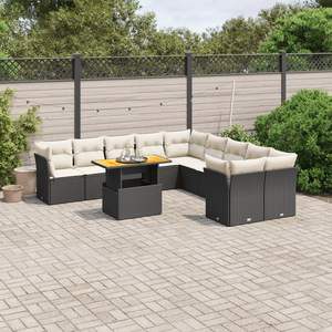 Ensemble de canapés de jardin modulaires en rotin PE noir, 11 pièces - Product Image 1