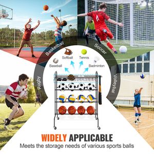 Supporto per Allenamento di Tiro a Canestro a 4 Livelli con Ruote e Ganci, Organizzatore per Attrezzature Sportive - Product Image 4