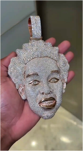 Colgante personalizado con diamantes de moissanita y plata de ley 925, estilo hip hop, para unisex. - Product Image 2