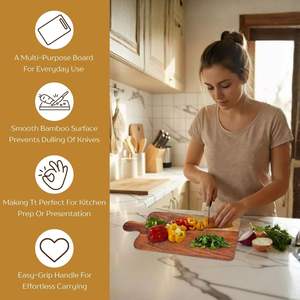 Tabla de cortar de madera vintage hecha a mano, tabla de decoración rústica de madera maciza con asa para decoración de interiores de cocina. - Product Image 5