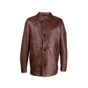 Chemise en cuir décontractée pour homme fabriquée en usine, col rabattu, manches longues, fermeture à bouton unique, coupe décontractée, respirante, écologique - Product Image 1