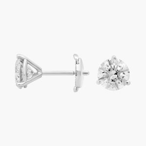 Pendientes de Diamantes Cultivados en Laboratorio, Corte Brillante Redondo, Tres Puntas, Oro Blanco, para Mujer, Compromiso, Boda, Aniversario, Fiesta - Product Image 3