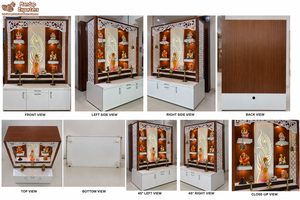 Designer Peacock Feather Cutting Temple Home Customized Buy Modern Wooden Pooja <b>Mandirs</b> At Factory Prices Teak Wood Pooja Ghar - Product Image 6
