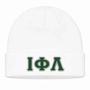 Iota Phi Lambda Sorority <b>White</b> Beanie Greek Letter Apparel Womens Winter Knit <b>Hat</b> Casual Warm Headwear <b>Top</b> - Product Image 5