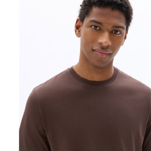 Camiseta de Manga Corta para Hombre, Cuello Redondo, Color Marrón, Corte Regular, Color Sólido, Informal, Tejido de Punto, 100% Algodón - Product Image 6