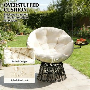 Sedia da Giardino Circolare Beige Papaya per Arredamento da Esterno - Product Image 4