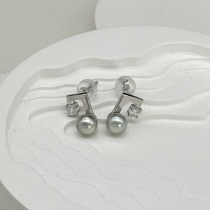 Boucles d'oreilles en argent véritable multi-cannabis argenté bleu gris S925, perles d'eau de mer rondes naturelles Akoya de 5,5 à 6 mm, forte luminosité - Product Image 2