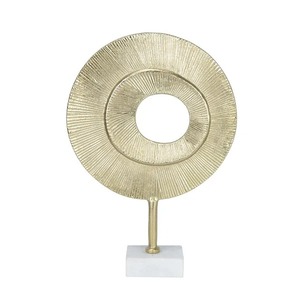 Escultura Moderna de Aluminio Abstracta Dorada, Decoración Artística de Mesa con Base de Mármol para Sala de Estar u Oficina - Product Image 2