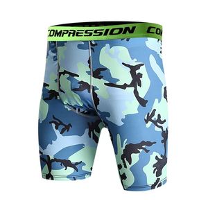 Shorts de compression pour hommes, camouflage rouge, noir et blanc, séchage rapide, taille élastique, mi-longueur, sportifs, en spandex et polyester tricoté - Product Image 3