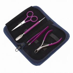 <b>Nail</b> <b>Kit</b> Manicure Set with 10 in 1 Stainless Steel Tools Single Spring Purple Handle Portable Bag Classic Style for Adult Use - Product Image 1