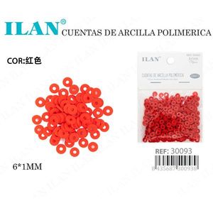 Perline a disco in argilla polimerica Ilan 6x1 mm rosse per la creazione di gioielli artigianali - Product Image 3