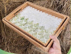 Elegante Bandeja Rectangular de Ratán Vintage con Asa, Bandeja de Almacenamiento Ecológica para Cocina - Product Image 3