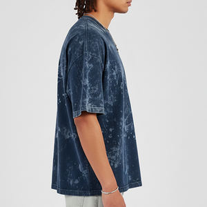 เสื้อยืดโอเวอร์ไซส์คอกลมทรงโอเวอร์ไซส์ คุณภาพสูง ล้างสีแบบแอซิด แฟชั่นสำหรับผู้ชาย พิมพ์ลายโลโก้แบบพัฟฟ์ตามสั่ง - Product Image 2