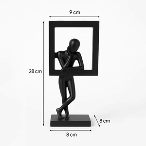 Figurine unique de l'homme réfléchissant avec cadre intégré – Sculpture contemporaine élégante pour la décoration de table et de la maison. - Product Image 6