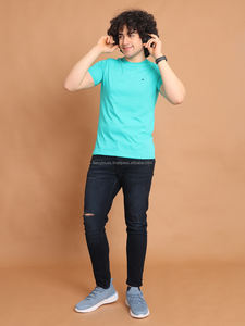 เสื้อยืดคอกลมแขนสั้นผู้ชายคลาสสิกเสื้อยืดผ้าฝ้ายระบายอากาศนุ่มจากผู้ผลิตผู้เชี่ยวชาญในอินเดีย - Product Image 3