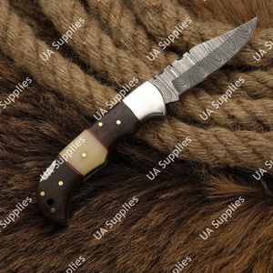 Couteau pliant personnalisé en acier Damas avec verrouillage arrière, manche exotique, haute qualité, pour activités de plein air, EDC, camping, chasse, tactique – Fournisseur OEM ODM - Product Image 2