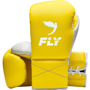 Gants de boxe MMA en cuir jaune à lacets, personnalisés, professionnels, pour l'entraînement Sanda, légers, avec poignées, Colfax - Product Image 1
