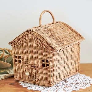 Sac enfant mignon en forme de maison, panier à poignée en rotin tressé de haute qualité, paniers pour enfants à prix abordable - Product Image 6