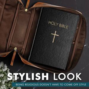 Étui à fermeture éclair en cuir véritable pour Bible, personnalisable avec logo, housse de livre chrétienne faite à la main, pochette de voyage OEM - Product Image 3