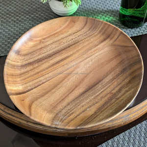 Plateau en bois de forme ronde de luxe plat poli pour la fête servant un coffre-fort durable et écologique - Product Image 5