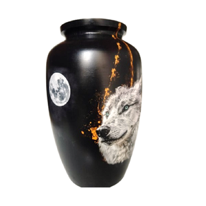Urne funéraire commémorative de la foi chrétienne avec croix, Jésus et scène sacrée, urnes funéraires religieuses traditionnelles - Product Image 1