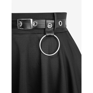 Disfraz de cosplay punk gótico con falda de línea A de varias capas y cinturón de PU extraíble - Product Image 3
