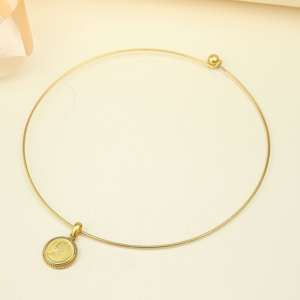Elegant Queen Victorian Coin Pendant Gold Plated Minimal <b>Choker</b> Necklace for Party Wear - Product Image 2