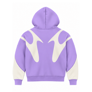 Lavender Purple Contrast Panel <b>Zip</b> Up <b>Hoodie</b> Men Streetwear Full Zipper Long Sleeve Casual Fleece Hooded Jacket With <b>Pockets</b> - Product Image 2
