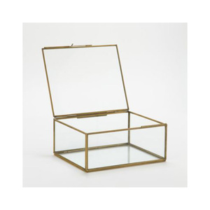 Boîte de rangement et de présentation de bijoux en verre transparent avec cadre en laiton artisanal de luxe - Product Image 2