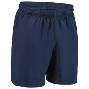 Men's Navy Solid Color Quick Dry Elastic Waist Shorts Mid Length Polyester Casual Sport Wear - Product Image 1