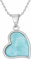 Collier Cœur en Larimar, Argent Sterling 925, Pendentif en Larimar Bleu Naturel, Bijou Cadeau pour Femme, Fournisseur en Gros
