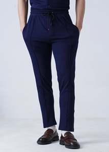 Ensemble de survêtement pour homme, bleu marine, deux pièces, chemise à manches courtes boutonnée + pantalon slim, tenue décontractée - Product Image 4