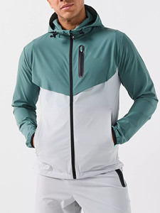 Chaqueta cortavientos ligera con capucha para hombre, de secado rápido, deportiva, para correr, impermeable, con cremallera, para actividades al aire libre, para el gimnasio. - Product Image 2