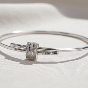 14K 18K <b>Solid</b> <b>Gold</b> Knot <b>Bangle</b> Bracelet for Women Round Cut Lab Grown Diamond Bracelet <b>Gold</b> <b>Bangle</b> Bracelet Gift For Her - Product Image 6