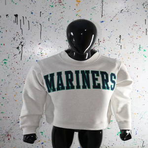 Mariners เสื้อสเวตเชิ้ตคอวีสีเทาเข้มสำหรับนักเดินเรือเสื้อสเวตเชิ้ตคอแบบปักลาย100% สีกรมท่าเสื้อสเวตเชิ้ตคอกว้างโปรดักชั่นในเมือง - Product Image 1