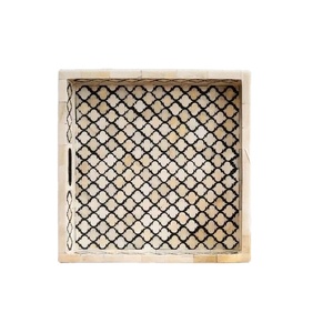 Incrustaciones de hueso de Color negro con decoración de resina Bandeja de servicio para restaurante Hogar Hotel Bandeja decorativa para servir a un precio asequible - Product Image 1