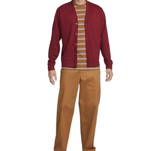 <b>Men's</b> Solid V-Neck <b>Cardigan</b> <b>Long</b> Sleeve Button Front Knitted Sweater Autumn Casual Wear 100% Cotton Anti-Pilling - Product Image 2