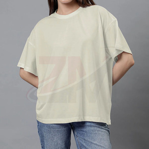 Camiseta de Cuello Redondo Extra Grande Personalizada para Mujer, Manga Corta, Corte Holgado, Color Sólido, Algodón Jersey, Ropa Casual de Primavera/Verano - Product Image 2