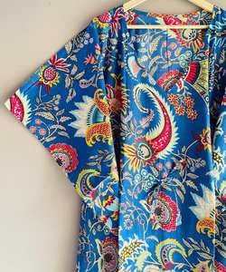 Colección de Caftanes de Verano 100% Algodón con Estampado Floral, Estilo Boho, Corte en A, Cuello en V, Holgados - Comodidad Diaria y Diseño Fresco - Product Image 2