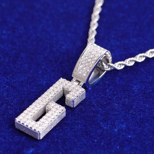 Iced Out Moissanite Letter Name <b>Pendant</b> 925 <b>Silver</b> Micro Pave Hip Hop Letter <b>Pendant</b> Custom <b>Initial</b> Letter <b>Pendant</b> Rope Chain - Product Image 4