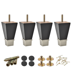 Patas Modernas de Madera para Muebles con Copa Metálica y Férula de Latón, Patas Cónicas de Madera para Sofá, Silla y Gabinete con Tornillo - Product Image 2