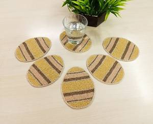 Oval Shaped Handmade Beaded Eco-Friendly Polyester/Cotton Easter Egg Coasters-Set of 6 - Product Image 3