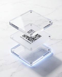 Elegante Soporte de Acrílico Transparente Personalizado para Códigos QR con Luz LED, Fácil de Montar, Estilo Europeo, Independiente para Escritorio - Product Image 4
