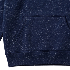 Mens <b>Navy</b> Blue Melange Graphic Pullover Hoodie Long Sleeve Streetwear <b>Sweatshirt</b> With Printed Design And Kangaroo Pocket - Product Image 5