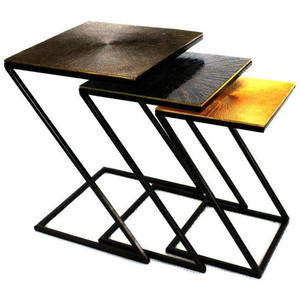 VIAF-1006 Traditional Premium Quality Metal Aluminum Iron Zee Shape Nesting <b>Table</b> for Bedroom Living Room Dining Outdoor Use - Product Image 2