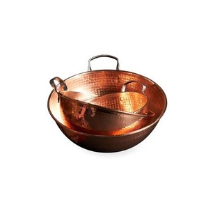 Pure Copper Hammered Kadhai Set of 3 Traditional Indian Wok with Riveted Handles Polished Rose Gold Cooking Tasla Combo - Product Image 3